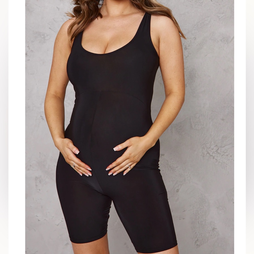 Black Pretty Little Thing Maternity Unitard